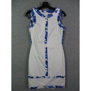 Lauren Ralph Lauren Womens Dress‎ 4 White Blue Floral Sleeveless Knee Length LRL